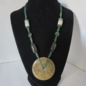 Vintage Aventurine Shades of Green Beaded Adjustable Necklace 16"-26"
